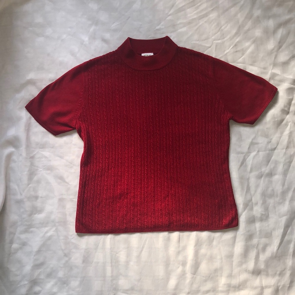 Vintage Cricket Lane Collection Red Ribbed sweater Size L
